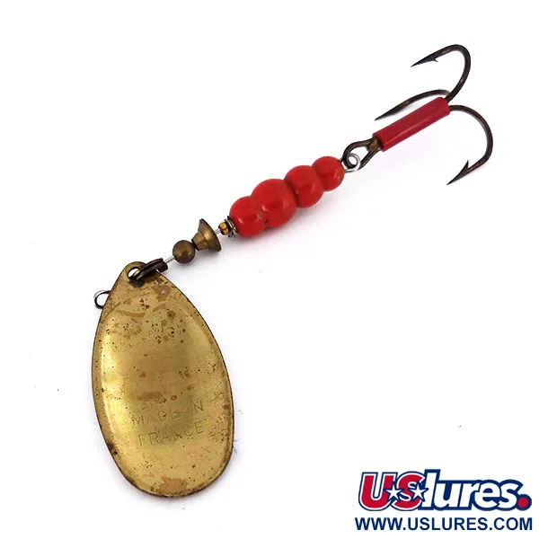 Mepps Aglia 5 Lippa, Punainen / Valkoinen / Messinki, 14g, #10136