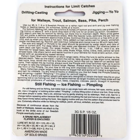 Bay de Noc Swedish Pimple 3G Pystypilkki, Kupari, 6g, Pilkintä, #11144