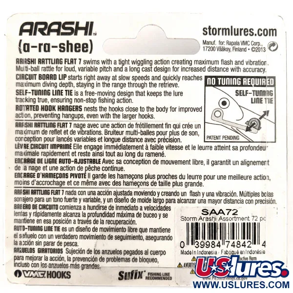 Storm Arashi Rattling Flat 7 Crankbait, Sini/Hopea, 12g, #11347