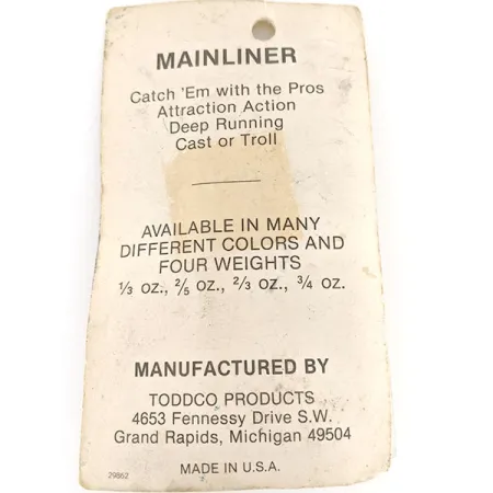 TODDCO Main liner Lusikka, Nikkeli / Vihreä, 11g, Vintage USA, #12335