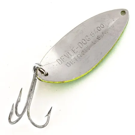 Dardevle Devle Dog 5400 UV Lusikka, Keltainen/Vihreä/Nikkeli, 14g, #12409