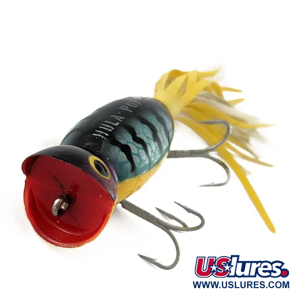 Fred Arbogast Hula Popper, 10g, Kelta-sininen suomukuvio, Pintaviehe #18822