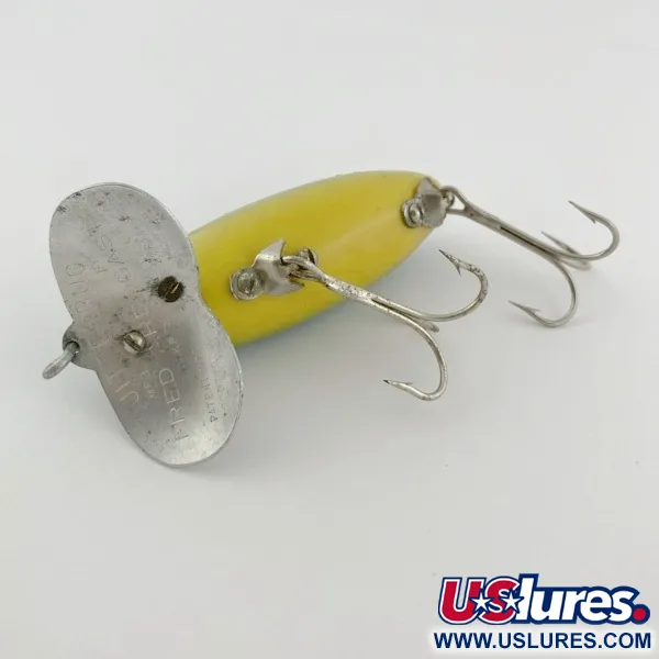 Fred Arbogast Jitterbug Early Bug Eye (1960s), 14g Vihreä tiikeri, pintauistin #23902