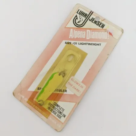 Luhr Jensen Alpena Diamond #31 Glow, 4g, Glo-Flo Green stripe, lusikkauistin #24265
