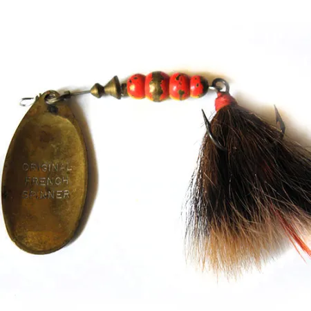 Mepps 5 Dressed Lippa, Valko/Puna/Messinki, 14.2g, Karvatupsukoukku, #0222