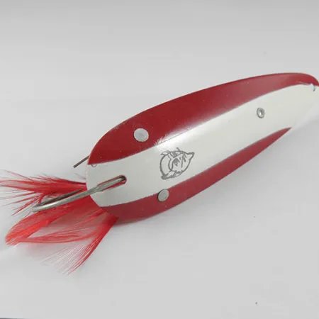 Eppinger Weedless Dardevle Lusikka, Puna/Valko, 28g, Höyhenet, #0514