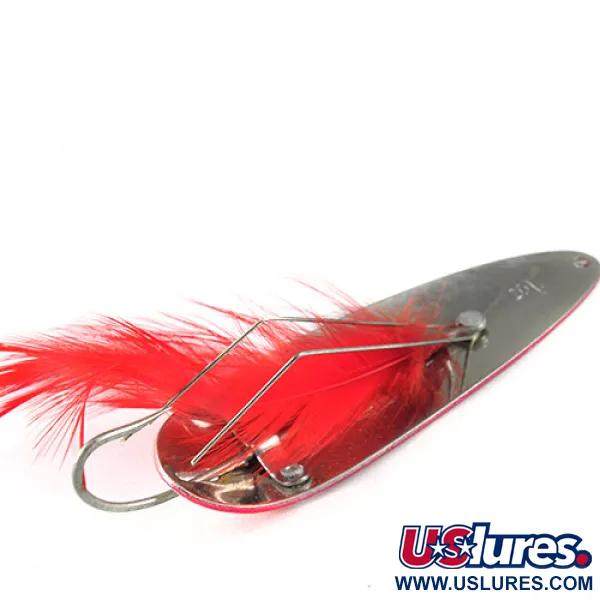 Eppinger Weedless Dardevle Lusikka, Puna/Valko, 28g, Höyhenet, #0514