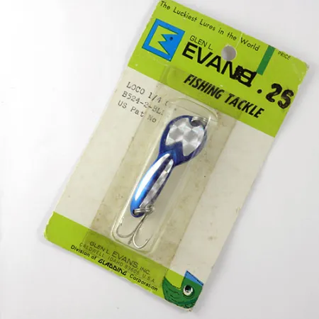 Glen Evans Loco Lusikkauistin, Nikkeli / Sininen, 7g, Vintage USA, #0810