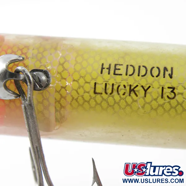 Heddon Lucky 13 Popperi, Yellow/Red/Green, 19g, Vintage, #1184