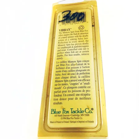 Blue Fox Vibrax Minnow Spin 2 Lippa, Oranssi/Keltainen, 9g, Uppoava, #5581