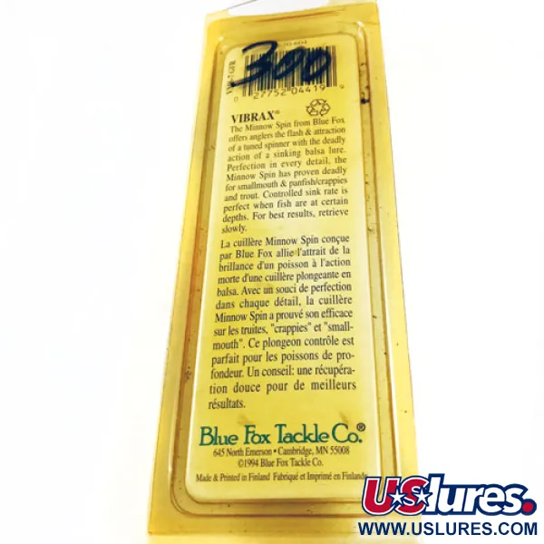 Blue Fox Vibrax Minnow Spin 2 Lippa, Oranssi/Keltainen, 9g, Uppoava, #5581