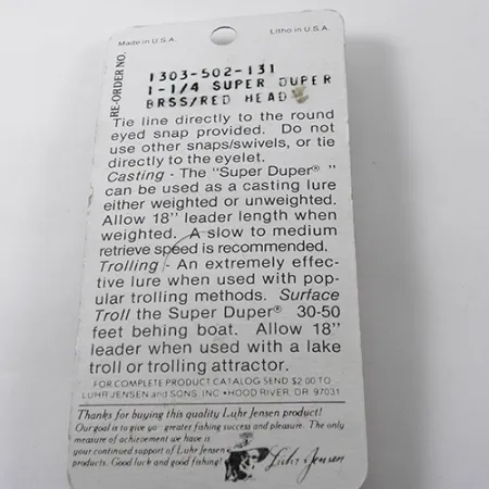 Luhr Jensen Super-Duper 502 Lusikkauistin, Kulta / Punainen, 2,5g, #1878