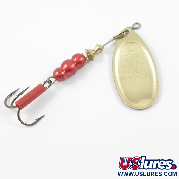 Mepps Aglia Platinum 4 Lippa, Punainen Metalli, 9g, Punainen Letku, #1915