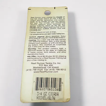 Reef Runner Cicada Värilevyuistin, Nikkeli, 21g, Vertikaalijigaus, #1971