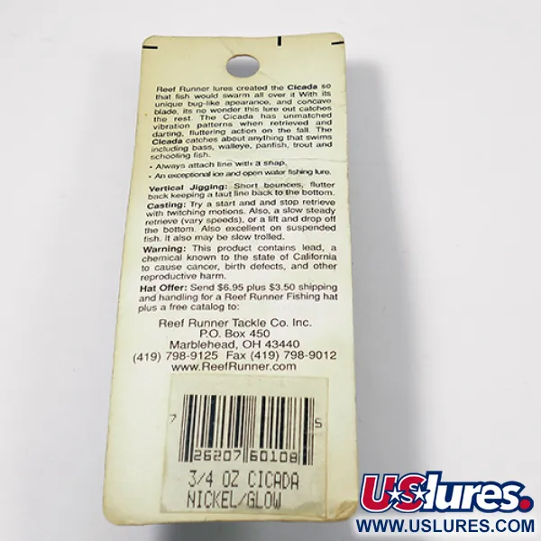 Reef Runner Cicada Värilevyuistin, Nikkeli, 21g, Vertikaalijigaus, #1971