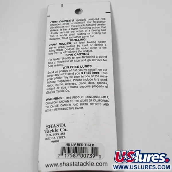 Shasta Humdinger UV Lusikka, Red Tiger / Nickel / Punainen, 4g, #2050