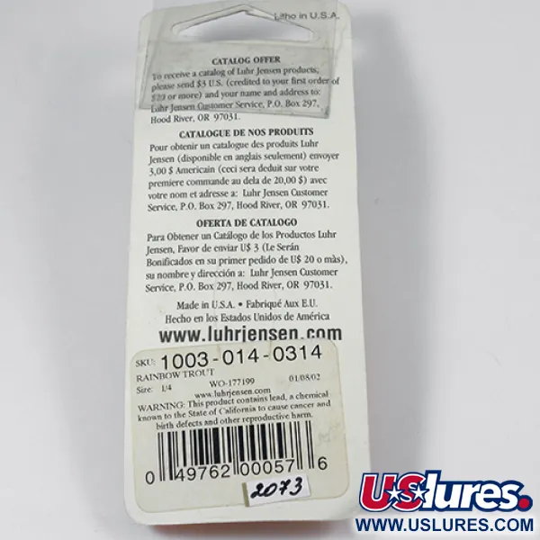 Luhr Jensen Krocodile Die #3 Lusikka, Rainbow Trout, 10g, USA, #2073