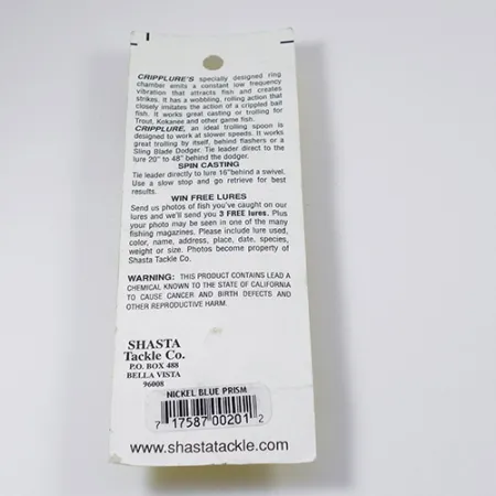 Shasta Cripplure Lusikka, Nikkeli/Sininen, 7g, Värinäkammio, #2103