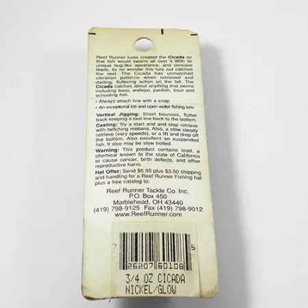 Reef Runner Cicada Blade-viehe, Nikkeli, 21g, Vintage USA, #2157