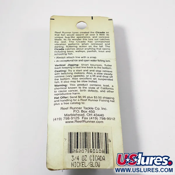 Reef Runner Cicada Blade-viehe, Nikkeli, 21g, Vintage USA, #2157