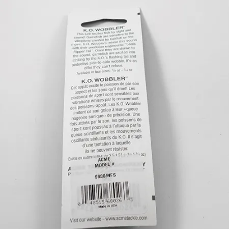 Acme K.O. Wobbler UV Lusikka, Nikkeli/UV, 21g, UV-hohto, #2216