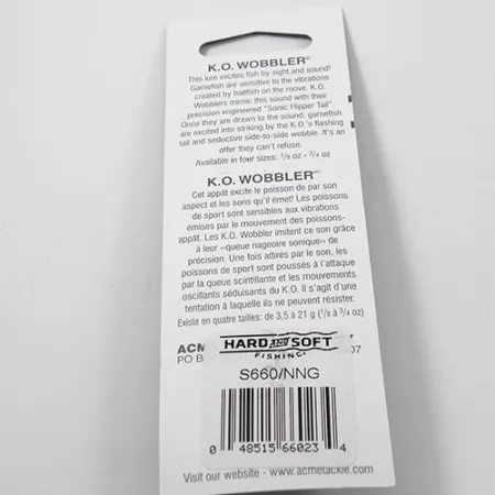 Acme K.O. Wobbler Lusikka, Nickel / Green, 7g, Sonic Flipper Tail, #3025