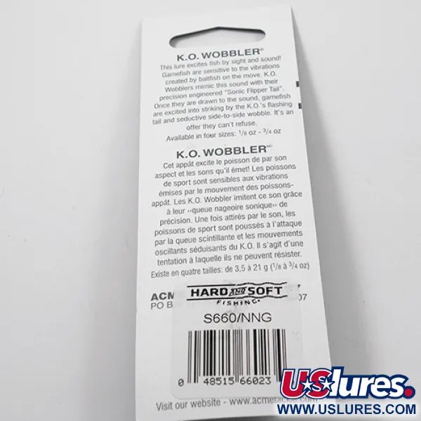 Acme K.O. Wobbler Lusikka, Nickel / Green, 7g, Sonic Flipper Tail, #3025