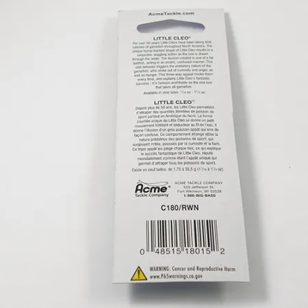 Acme Little Cleo Lusikka, Puna-valkoinen, 3,5g, kyhmyselkä, #2218