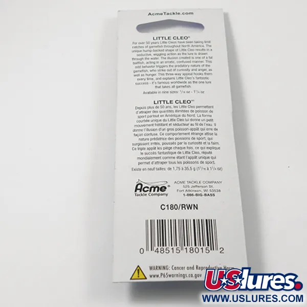 Acme Little Cleo Lusikka, Puna-valkoinen, 3,5g, kyhmyselkä, #2218