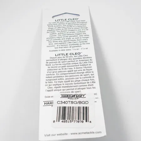 Acme Little Cleo Glow Lusikka, Sini-Vihreä, 21g, UV-aktiivinen, #C340TSG/BGD