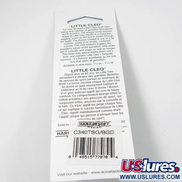 Acme Little Cleo Glow Lusikka, Sini-Vihreä, 21g, UV-aktiivinen, #C340TSG/BGD