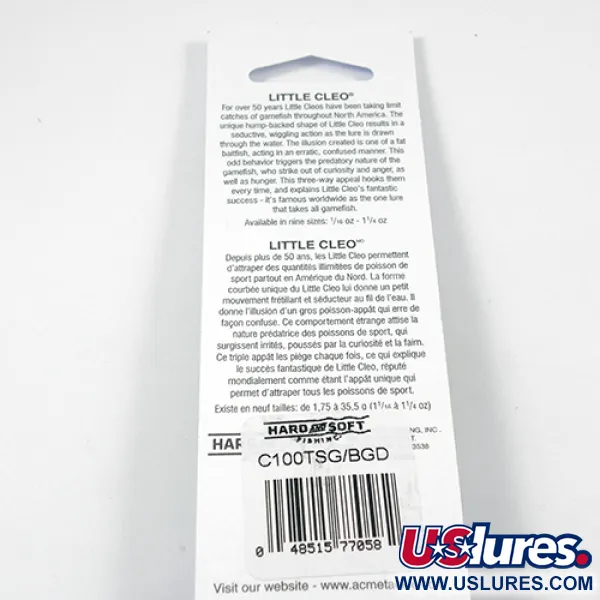 Acme Little Cleo Glow Lusikka, Nikkeli/Vihreä/Glow, 9,5g, UV, #2246