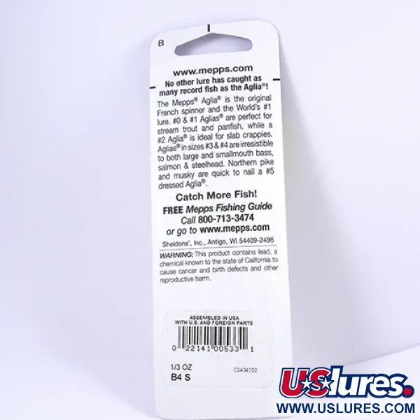 Mepps Aglia 4 Lippa, Hopea, 9g, Punainen Iskupiste, #2296