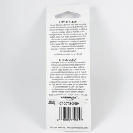 Acme Little Cleo Glow Lusikka, Nikkeli/V.pun/Kelt UV, 9.5g, #2308