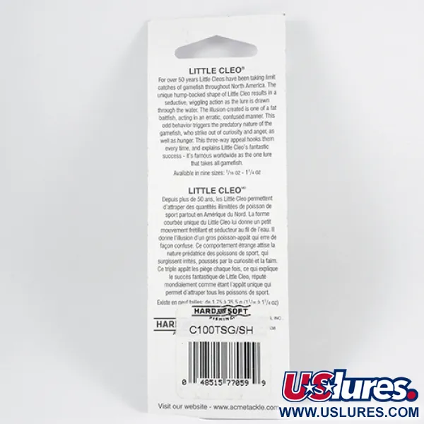 Acme Little Cleo Glow Lusikka, Nikkeli/V.pun/Kelt UV, 9.5g, #2308