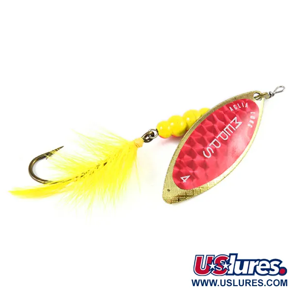 Mepps Aglia Long 4 Lippa, Puna/Kelta/Messinki, 17g, Höyhenpyrstö, #2591