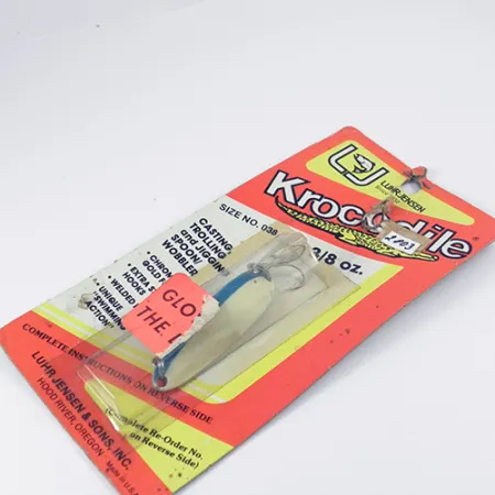 Luhr Jensen Krocodile Die #3 Glow Lusikka, Valko/Sininen, 14g, #2803