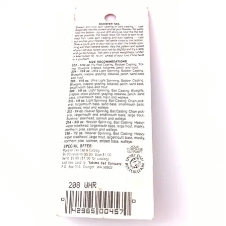 Worden’s Original Rooster Tail Lippa, Hopea, 3.54g, Höyhen, #3929