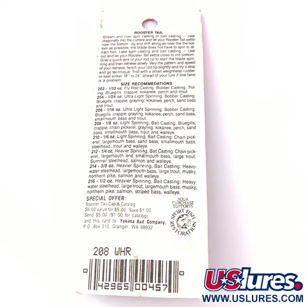 Worden’s Original Rooster Tail Lippa, Hopea, 3.54g, Höyhen, #3929