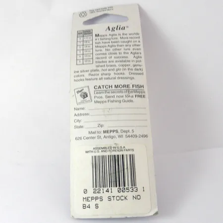 Mepps Aglia 4 Lippa, Hopea, 9.4g, Punainen Putki, #3942