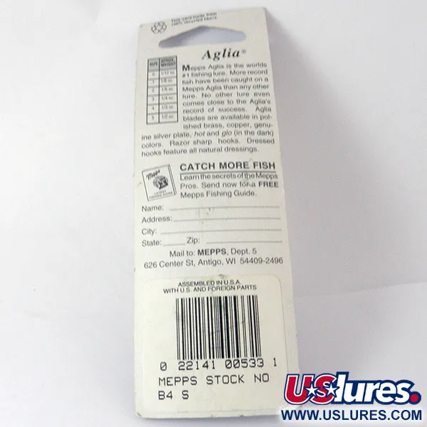 Mepps Aglia 4 Lippa, Hopea, 9.4g, Punainen Putki, #3942