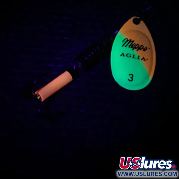 Mepps Aglia 3 UV Lippa, Keltainen/Oranssi/Kulta UV, 7g, Fluoresoiva, #3983