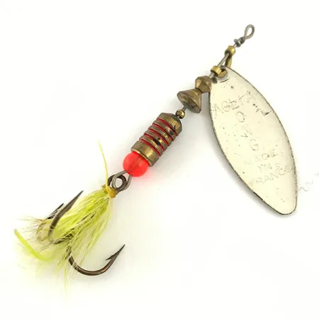 Mepps Aglia Long 2 Lippa, Hopea / Kultainen hile, 7.4g, Pajunlehti, #4421