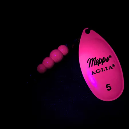 Mepps Aglia 5 Hot Pink UV Lippa, Rosa/Messinki, 14g, UV-Väri, #4752