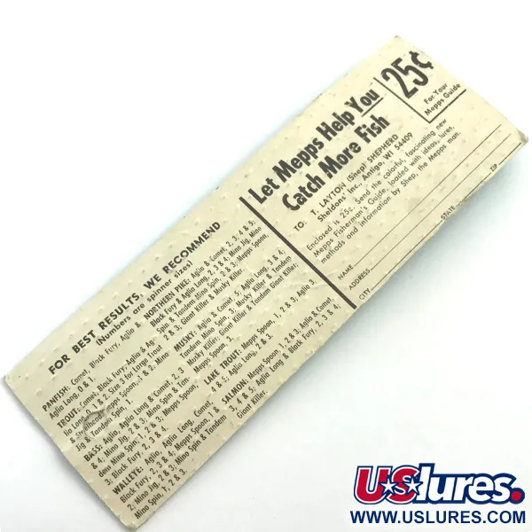 Mepps Aglia 0 Lippa, Hopea, 2,5g, Alkuperäispakkaus, #5451