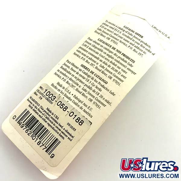 Luhr Jensen Krocodile Die #4 Glow Lusikka, Valkoinen / Vihreä, 19g, #5971