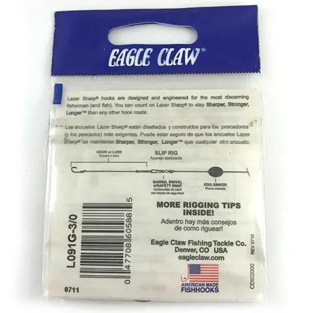 Eagle Claw #3/0 Jig Hooks, Musta, Koko 3/0, Offset-varsi, #6160