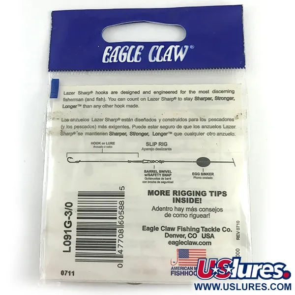 Eagle Claw #3/0 Jig Hooks, Musta, Koko 3/0, Offset-varsi, #6160