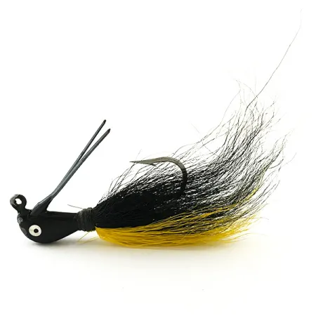 Northland Sting'r Bucktail Jig, Musta/Keltainen, 12g, Stinger-lenkki, #6290