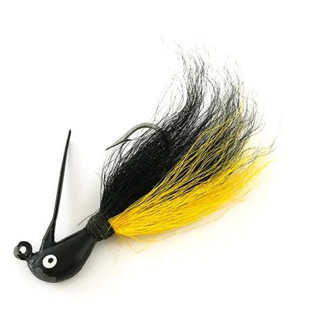 Northland Sting'r Bucktail Jig, Musta/Keltainen, 12g, Stinger-lenkki, #6290